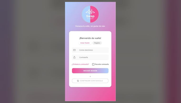 La portada de Swap Closet en la app Android